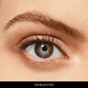 black coffee lenses on blue eyes