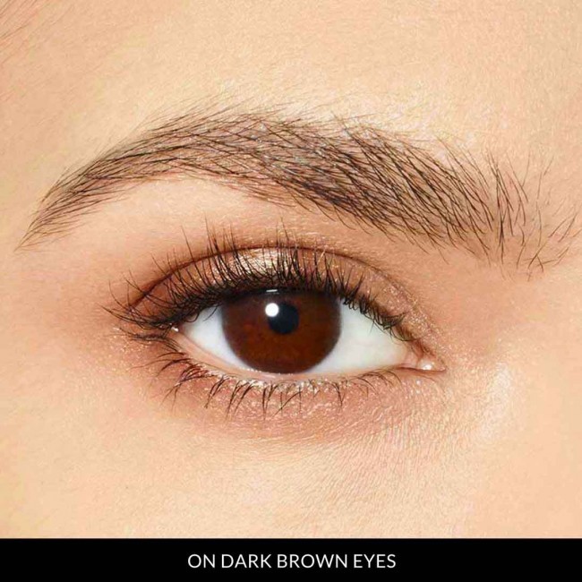 black coffee lenses on dark brown eyes