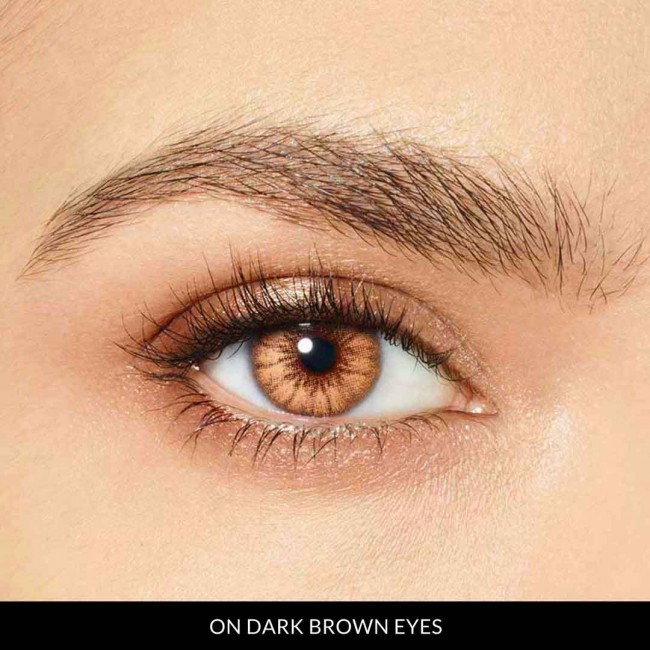 cappuccino lenses on dark brown eyes