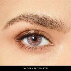 creamy beige lenses on dark brown eyes
