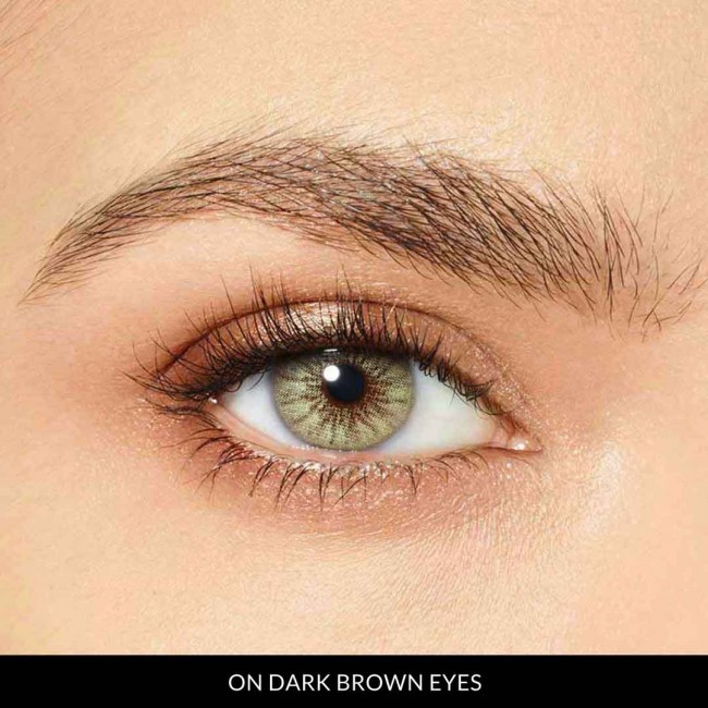 desert dream lenses on dark brown eyes