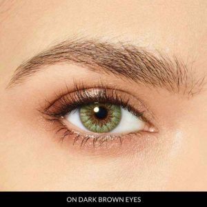 forest green lenses on dark brown eyes