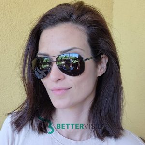 Слънчеви очила Aviator черно на дамско лице