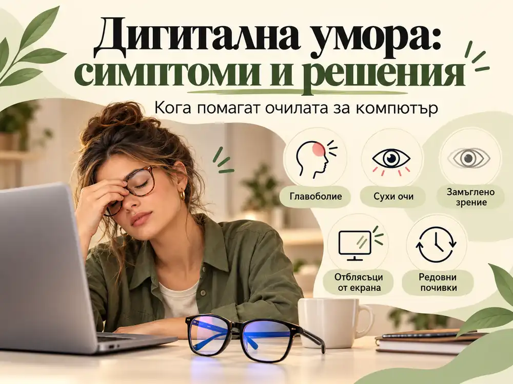 Дигитална умора при работа с лаптоп: сухи очи, главоболие, замъглено зрение и почивки